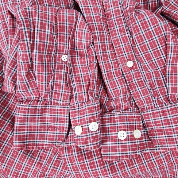 Eddie Bauer Men’s XL Red & Black Plaid Button-Down Long Sleeve Shirt - Picture 5 of 8